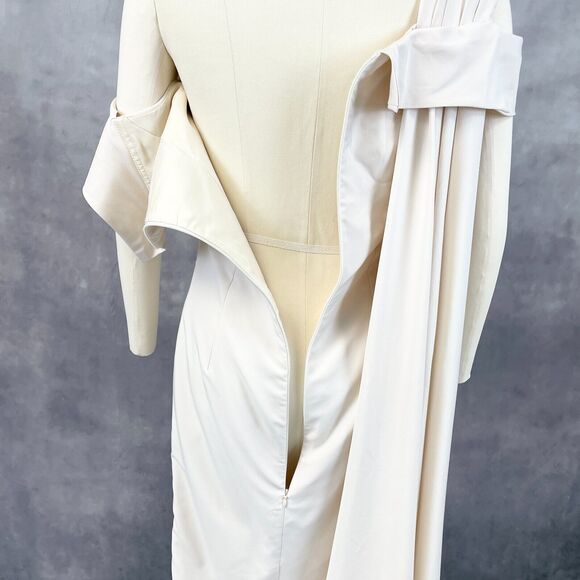 Lan Ting Bride Dress Womens 10 Cream Bridesmaid Wedding Party Minimalist Elegant - Picture 7 of 12